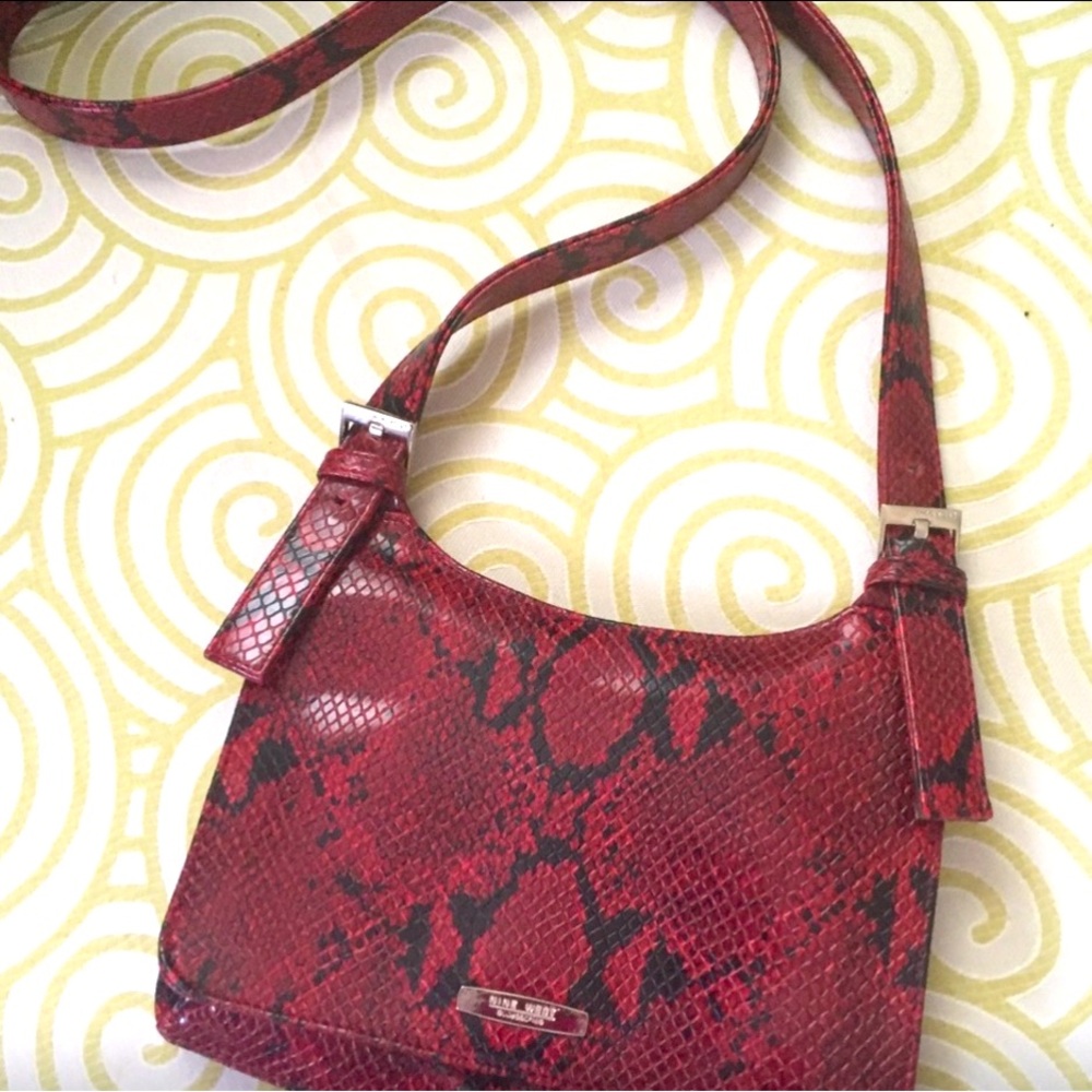 Nine West Crossbody, Unique Crossbody, Red/Black Snakeskin-pattern, shoulder bag